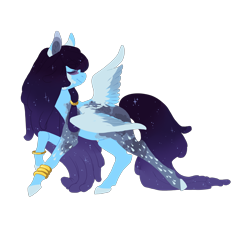 Size: 2300x2300 | Tagged: safe, artist:lavvythejackalope, oc, oc only, pegasus, pony, ethereal mane, high res, looking back, pegasus oc, simple background, solo, starry mane, transparent background, wings