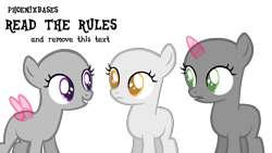 Size: 1280x720 | Tagged: safe, artist:kingbases, oc, oc only, earth pony, pegasus, pony, unicorn, g4, bald, base, earth pony oc, eyelashes, female, filly, grin, horn, pegasus oc, simple background, smiling, transparent background, transparent horn, transparent wings, unicorn oc, wings