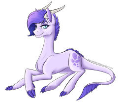 Size: 1375x1141 | Tagged: safe, artist:rascal4488, oc, oc only, oc:crystal clarity, dracony, hybrid, kilalaverse, crossed legs, female, interspecies offspring, lidded eyes, lying down, offspring, parent:rarity, parent:spike, parents:sparity, prone, simple background, solo, transparent background