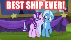 Size: 1920x1080 | Tagged: safe, edit, edited screencap, screencap, starlight glimmer, trixie, g4, no second prances, best ship ever, caption, female, image macro, imgflip, lesbian, ship:startrix, shipping, text