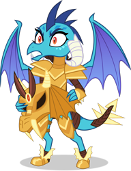 Size: 4636x6051 | Tagged: safe, artist:frownfactory, princess ember, dragon, g4, gauntlet of fire, absurd resolution, armor, dragon armor, dragoness, female, helmet, horns, pauldron, sabaton, simple background, solo, transparent background, vambrace, vector, wings