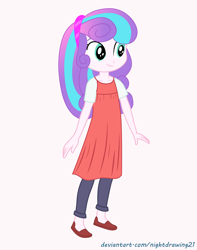 Size: 1600x2028 | Tagged: safe, artist:nightdrawing21, princess flurry heart, equestria girls, g4, clothes, cute, equestria girls-ified, female, multicolored hair, older, older flurry heart, outfit, show accurate, simple background, smiling, solo, vector, white background