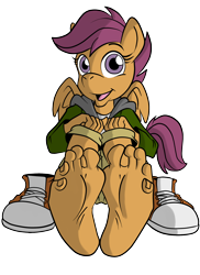 Size: 1500x2056 | Tagged: safe, artist:jinkslizard, scootaloo, pegasus, anthro, plantigrade anthro, g4, barefoot, converse, feet, fetish, foot fetish, foot focus, shoes, soles, solo, toes