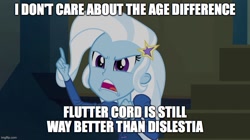 Size: 888x499 | Tagged: safe, trixie, equestria girls, g4, my little pony equestria girls: rainbow rocks, image macro, meme, solo, trixie yells at everything