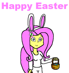 Size: 731x781 | Tagged: safe, fluttershy, equestria girls, g4, basket, bunny ears, clothes, costume, cute, easter, easter bunny, easter egg, holiday