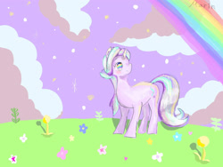 Size: 2048x1536 | Tagged: safe, artist:まりん, starlight glimmer, pony, unicorn, g4, flower, rainbow, smiling, solo