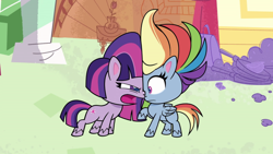 Size: 1920x1080 | Tagged: safe, screencap, rainbow dash, twilight sparkle, pony, g4.5, my little pony: pony life, princess probz, female, mare