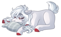 Size: 3300x2000 | Tagged: safe, artist:monnarcha, oc, oc only, oc:tundra, earth pony, pony, female, high res, lying down, mare, pillow, prone, simple background, solo, transparent background