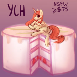 Size: 1500x1500 | Tagged: safe, artist:nika-rain, oc, oc only, pony, cake, caramel (food), commission, cute, food, sketch, solo, sweet, ych sketch, your character here