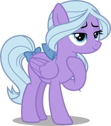 Size: 7024x8000 | Tagged: safe, artist:fruft, fond feather, pegasus, pony, g4, absurd resolution, background pony, bow, female, hair bow, lidded eyes, mare, raised hoof, simple background, solo, tail, tail bow, transparent background, vector
