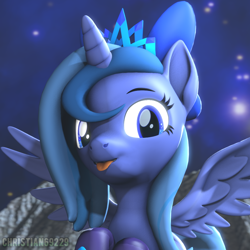 Size: 1000x1000 | Tagged: safe, artist:christian69229, oc, oc only, oc:lulu star moonie, alicorn, pony, 3d, :p, alicorn oc, bust, female, horn, looking at you, mare, not luna, portrait, solo, source filmmaker, tongue out, wings
