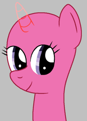 Size: 504x696 | Tagged: safe, artist:diamondbellefan25, pony, unicorn, g4, background pony, bald, base, female, gray background, looking at you, mare, show accurate, simple background, smiling, smiling at you, solo