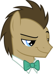 Size: 1429x2000 | Tagged: safe, artist:litrojia, derpibooru exclusive, doctor whooves, time turner, pony, a horse shoe-in, g4, bowtie, bust, lidded eyes, male, portrait, simple background, smiling, solo, stallion, transparent background, vector