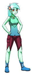 Size: 1304x3000 | Tagged: safe, artist:artemis-polara, lyra heartstrings, equestria girls, g4, breasts, busty lyra heartstrings, clothes, hand on hip, jewelry, necklace, ring, shirt, shoes, shorts, simple background, smiling, solo, transparent background