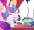 Size: 447x382 | Tagged: safe, screencap, princess cadance, princess flurry heart, shining armor, pony, g4, my little pony best gift ever, my little pony: friendship is magic, baby, baby flurry heart, baby pony, bowl, bowl of pudding, candy, candy cane, cookie, cute, cute baby, diaper, eating, eyes closed, flurrybetes, food, pudding, puddinghead's pudding, spoon