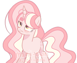 Size: 892x726 | Tagged: dead source, safe, artist:cherritoppu, oc, oc only, oc:cherry blossom, pony, unicorn, female, mare, simple background, solo, transparent background
