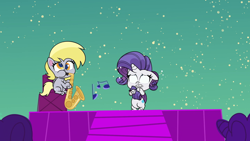 Size: 1920x1080 | Tagged: safe, screencap, derpy hooves, rarity, pegasus, pony, unicorn, g4.5, my little pony: pony life, the comet section, spoiler:pony life s02e03, female, mare