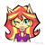 Size: 1080x1080 | Tagged: safe, artist:pink flame, sunset shimmer, equestria girls, g4, donut, food, looking at you, mouth hold, one eye closed, ponied up, wink