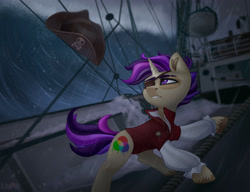 Size: 3000x2300 | Tagged: safe, artist:irinamar, oc, oc only, pony, unicorn, hat, high res, ship, solo