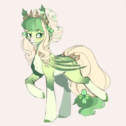 Size: 1000x1000 | Tagged: safe, artist:drdepper, oc, oc only, bat pony, pony, chest fluff, jewelry, looking back, smiling, solo, tiara