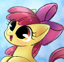 Size: 895x864 | Tagged: safe, artist:namaenonaipony, apple bloom, earth pony, pony, g4, adorabloom, big ears, big eyes, cute, female, filly, foal, looking up, open mouth, solo