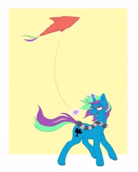 Size: 3277x4096 | Tagged: safe, artist:galinn-arts, oc, oc only, pony, unicorn, clothes, glasses, kite, scarf, smiling, solo