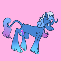 Size: 640x640 | Tagged: safe, artist:komodoyena, trixie, classical unicorn, pony, unicorn, g4, cloven hooves, curved horn, horn, leonine tail, redesign, solo, unshorn fetlocks