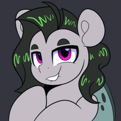 Size: 2000x2000 | Tagged: safe, artist:partypievt, oc, oc only, oc:faulty, changeling, pony, animated, bedroom eyes, changeling oc, eyebrow wiggle, eyebrows, gif, high res, lip bite, looking at you, male, seductive, seductive look, solo, stallion