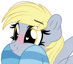 Size: 2185x1904 | Tagged: safe, artist:emberslament, derpy hooves, pegasus, pony, g4, blushing, clothes, commission, cute, derpabetes, female, flapping wings, heart eyes, mare, simple background, socks, solo, striped socks, transparent background, wingding eyes, ych result