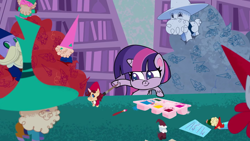 Size: 1920x1080 | Tagged: safe, screencap, twilight sparkle, alicorn, gnome, pony, g4.5, my little pony: pony life, the tiara of truth, spoiler:pony life s02e06, alice in wonderland, female, lawn gnome, mare, paint, paintbrush, painting, twilight sparkle (alicorn)