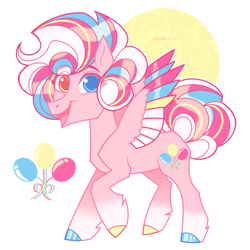 Size: 1024x1024 | Tagged: safe, artist:sadelinav, pinkie pie, pegasus, pony, g4, alternate design, colored wings, heterochromia, multicolored wings, pegasus pinkie pie, race swap, simple background, solo, transparent background, wings