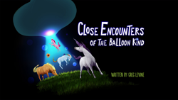 Size: 1920x1080 | Tagged: safe, screencap, applejack, pinkie pie, rainbow dash, rarity, horse, close encounters of the balloon kind, g4.5, my little pony: pony life, spoiler:pony life s02e05, alien abduction, digital painting, hoers, title card