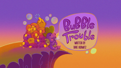 Size: 1920x1080 | Tagged: safe, screencap, spike, bird, dragon, bubble trouble, g4.5, my little pony: pony life, spoiler:pony life s02e08, blowing bubbles, bubble wand, male, title card