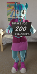 Size: 896x1792 | Tagged: safe, artist:stellarator, sonata dusk, anthro, unguligrade anthro, g4, 3d, blender, blender cycles, clothes, equestria girls outfit, follower count, looking at you, not sfm