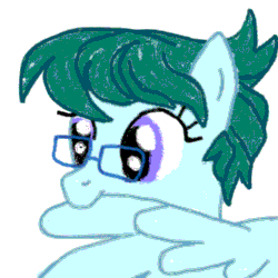 Size: 1000x1000 | Tagged: safe, artist:yoshimon1, derpibooru exclusive, oc, oc only, oc:cloudy bits, pegasus, pony, animated, april fools 2021, crayon effect, cute, daaaaaaaaaaaw, female, frame by frame, gif, glasses, grooming, mare, pegasus oc, preening, simple background, solo, white background
