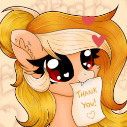 Size: 800x800 | Tagged: safe, artist:splashofsweet, oc, oc only, pony, animated, fangs, gif, heart, heart eyes, mouth hold, red eyes, solo, wingding eyes