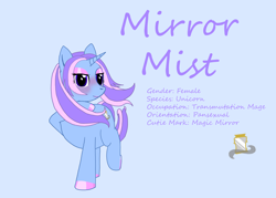 Size: 4200x3000 | Tagged: safe, artist:mirror mist, oc, oc only, oc:mirror mist, pony, unicorn, hoof polish, mage, magical girl, makeup, reference, solo