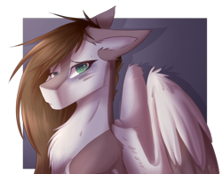 Size: 2996x2354 | Tagged: safe, artist:fluxittu, oc, oc only, pegasus, pony, bust, female, floppy ears, high res, mare, portrait, solo