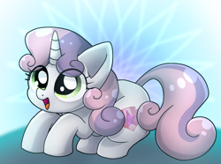 Size: 1356x1010 | Tagged: safe, artist:namaenonaipony, sweetie belle, pony, unicorn, g4, cute, cutie mark, diasweetes, female, filly, open mouth, the cmc's cutie marks