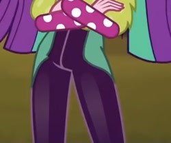 Size: 412x343 | Tagged: safe, screencap, aria blaze, human, equestria girls, equestria girls series, g4, sunset's backstage pass!, spoiler:eqg series (season 2), crossed arms, crotch shot, female, pictures of bellies, solo