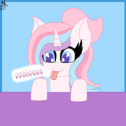Size: 2000x2000 | Tagged: safe, artist:shylista's art, oc, oc only, oc:lullaby star, alicorn, pony, :p, adorable face, alicorn oc, big ears, cute, female, high res, horn, solo, tongue out, wings
