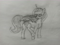 Size: 9248x6936 | Tagged: safe, artist:aponywithnoname, princess luna, alicorn, pony, g4, grooming, preening, solo, traditional art