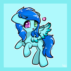 Size: 1000x1000 | Tagged: safe, oc, oc only, oc:cloud west, pegasus, pony, colored pupils, female, flying, heterochromia, mare, pegasus oc, solo, spread wings, starry eyes, wingding eyes, wings