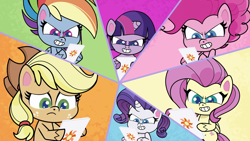 Size: 1920x1080 | Tagged: safe, screencap, applejack, fluttershy, pinkie pie, rainbow dash, rarity, twilight sparkle, alicorn, earth pony, pegasus, pony, unicorn, g4, g4.5, my little pony: pony life, terrorarium, mane six, tablet