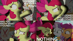 Size: 1280x720 | Tagged: safe, edit, edited screencap, editor:quoterific, screencap, apple bloom, scootaloo, sweetie belle, earth pony, pegasus, pony, unicorn, g4, on your marks, season 6, apple bloom's bow, bow, cutie mark crusaders, eyes closed, female, filly, hair bow, mare, snapple bloom
