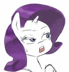 Size: 511x527 | Tagged: safe, artist:chiyoneun, rarity, pony, unicorn, g4, bust, colored sketch, looking sideways, open mouth, simple background, sketch, solo, white background