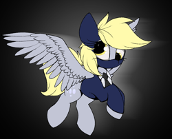 Size: 2661x2149 | Tagged: safe, artist:luxsimx, derpy hooves, pegasus, pony, g4, balaclava, clothes, cosplay, costume, female, high res, mare, necktie, solo, spy, spy (tf2), suit, team fortress 2, wings