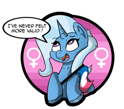 Size: 1222x1074 | Tagged: safe, artist:n-o-n, trixie, pony, unicorn, g4, cis, cis girl, cis pride flag, happy, headcanon, pride, pride flag, proud, sexuality headcanon, simple background, smiling, smug, solo, straight, straight pride flag