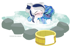 Size: 1200x781 | Tagged: safe, artist:jennieoo, oc, oc only, oc:milky way (sodadrinker11), oc:ocean soul, pegasus, pony, blushing, friendship, hot springs, hug, show accurate, simple background, transparent background, vector
