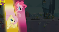 Size: 1041x568 | Tagged: safe, budge studios, screencap, fluttershy, pinkie pie, earth pony, parasprite, pegasus, pony, g4, my little pony: harmony quest, angry, character select, determined, game, smiling
